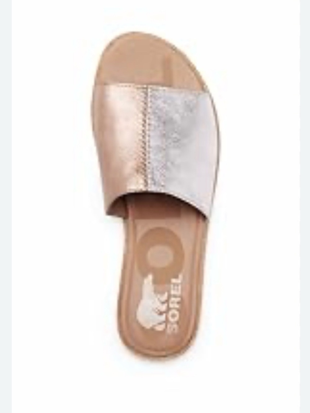 SOREL Ella Metallic Slide Sandal — Gold/Silver